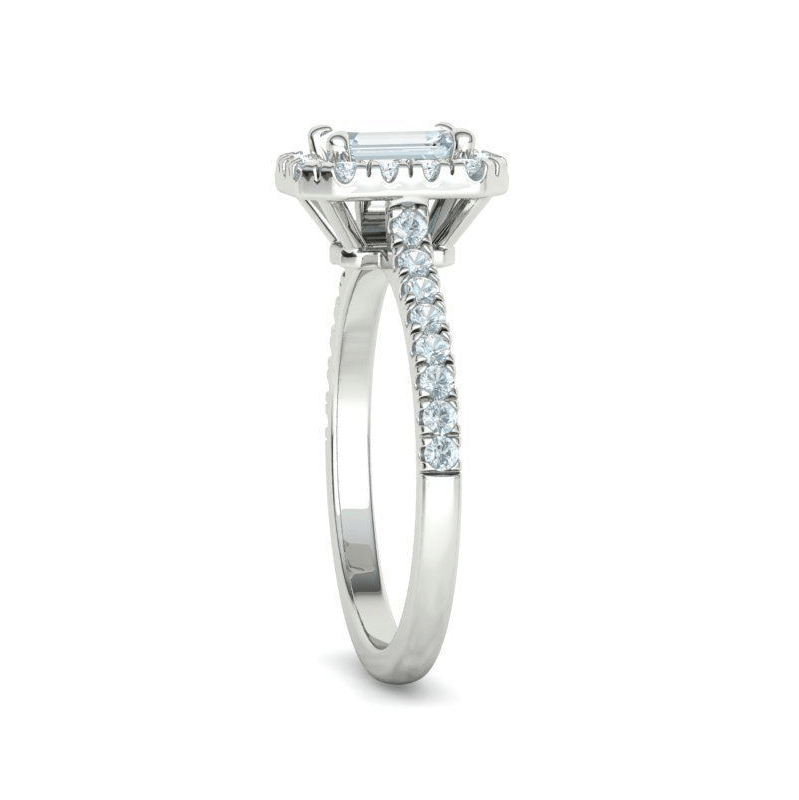 Emerald Cut Diamond Halo Engagement Ring (7/8ctw)