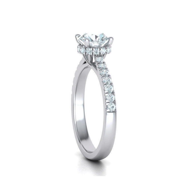 Hidden Halo Round Natural Diamond Engagement Ring Mounting (0.34ctw)