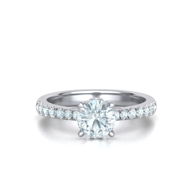 Hidden Halo Round Natural Diamond Engagement Ring Mounting (0.34ctw)