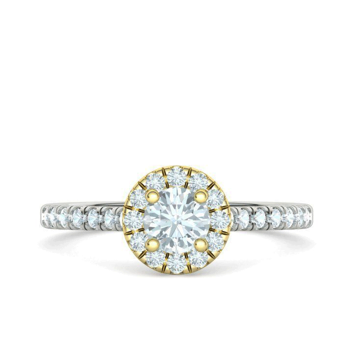 Round Brilliant GIA Certified Natural Diamond Halo Engagement Ring (7/8ctw)