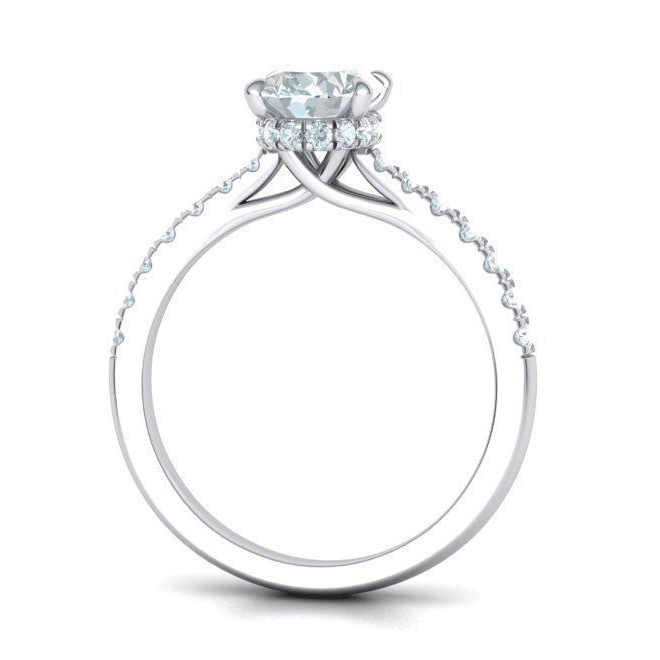 Oval Brilliant Hidden Halo Diamond Engagement Ring Mounting (0.45ctw)