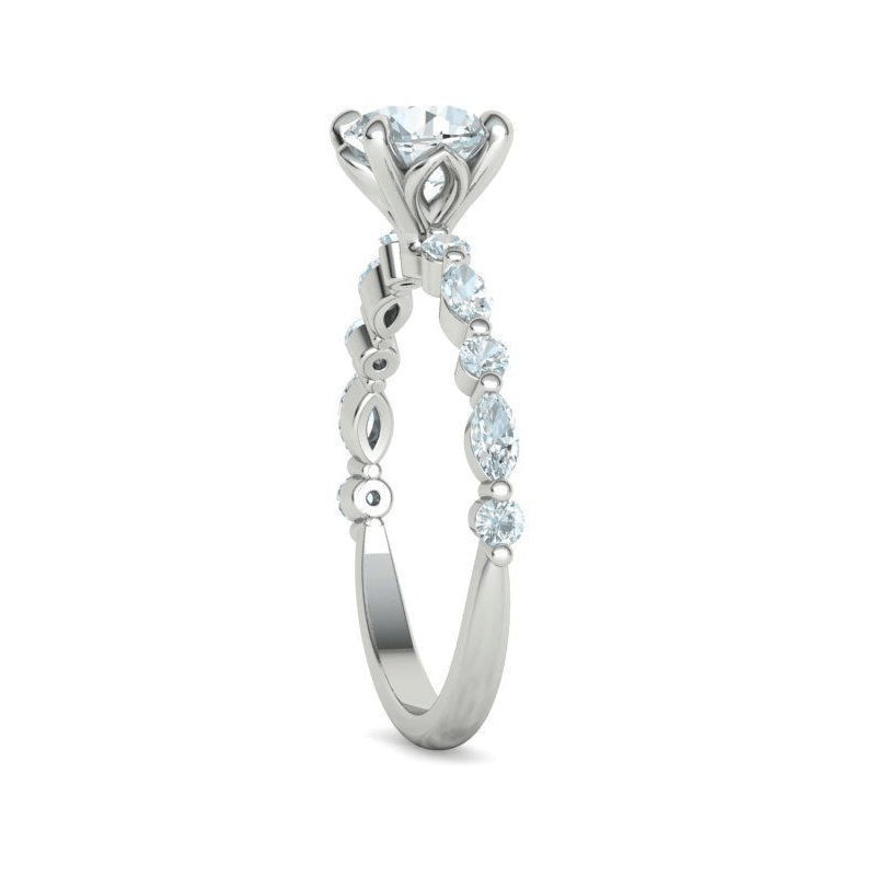 Round & Marquise Natural Diamond Engagement Ring Mounting (3/8ctw)
