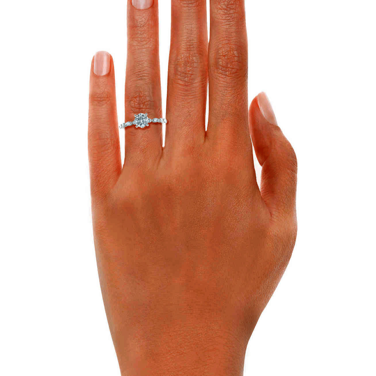 Anillo de compromiso de diamantes redondos y de talla marquesa (1,43 quilates)