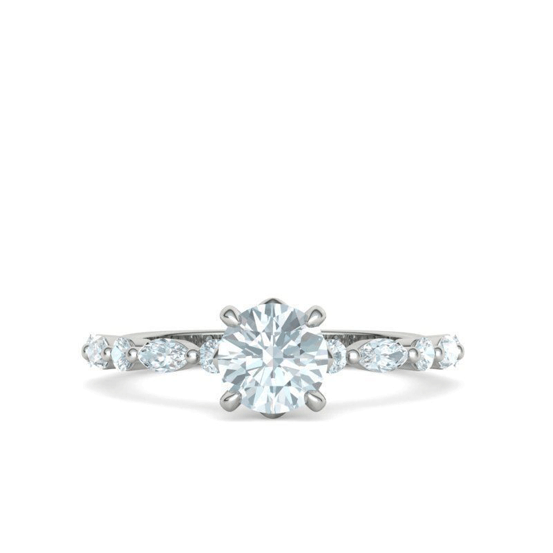 Round & Marquise Natural Diamond Engagement Ring Mounting (3/8ctw)