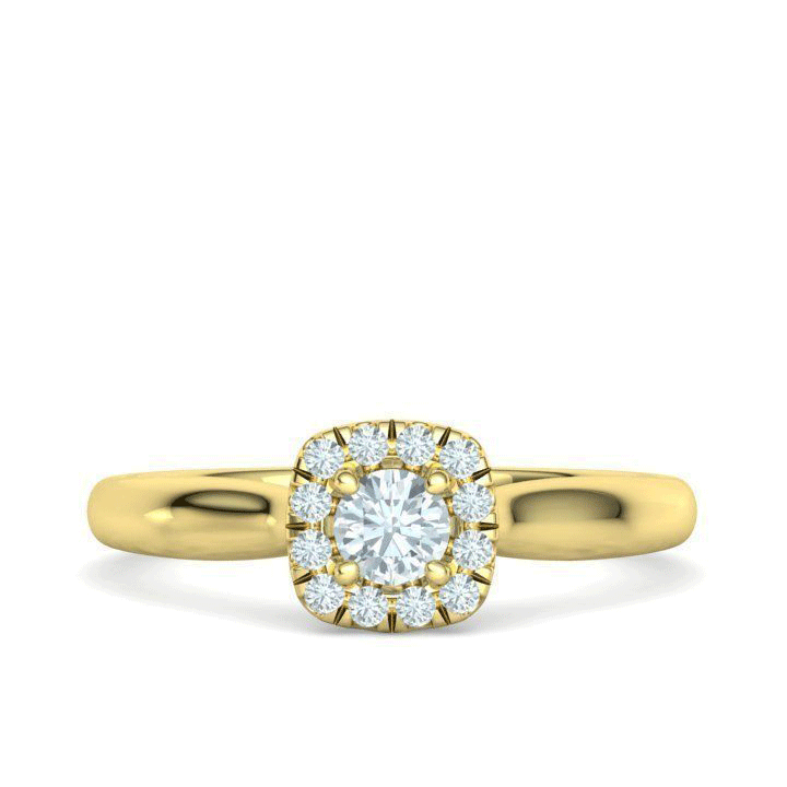 Anillo de compromiso de diamantes naturales con halo brillante redondo (1/3 ct)