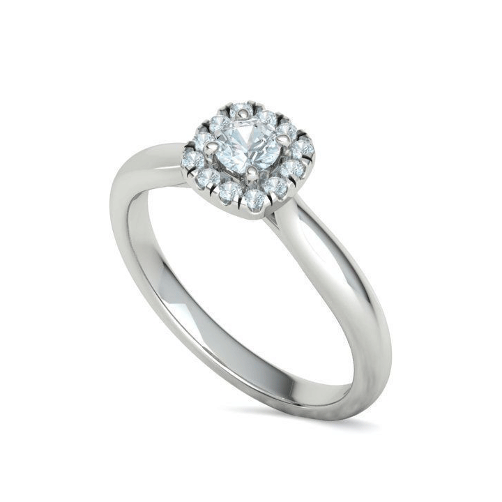 Anillo de compromiso de diamantes naturales con halo brillante redondo (1/3 ct)