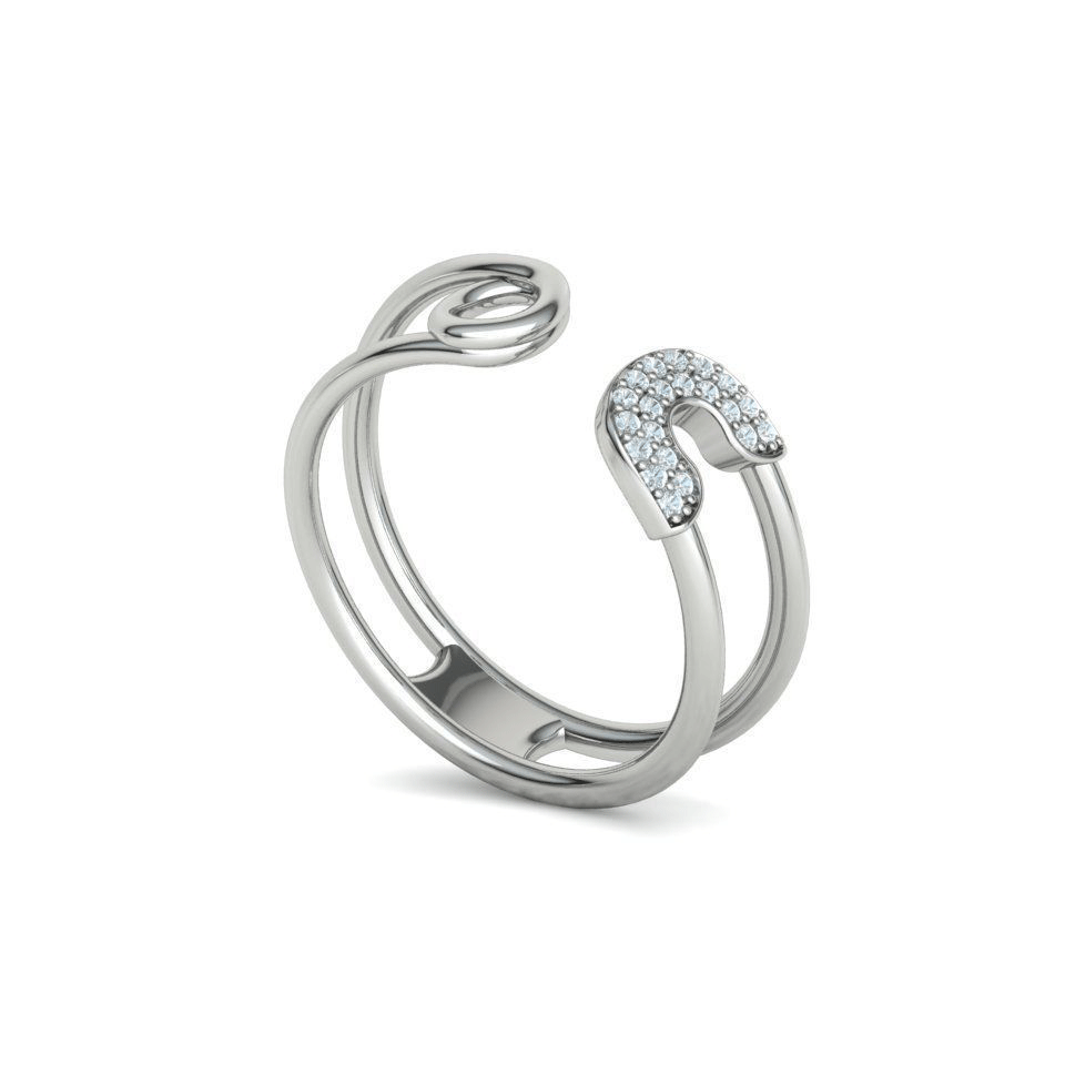 Natural Diamond Pavé Safety Pin Everyday Ring (3/8ctw)