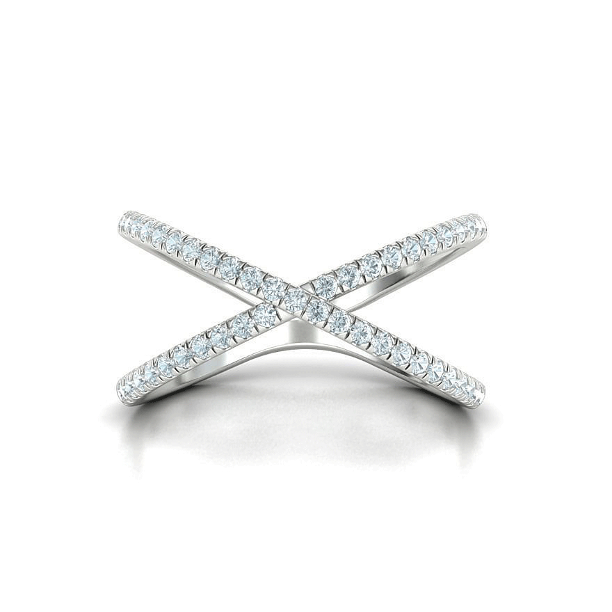 Criss Cross French Pavé Natural Diamond Ring (1/4ctw)