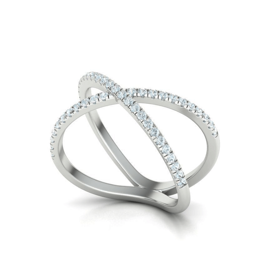 Criss Cross French Pavé Natural Diamond Ring (1/4ctw)