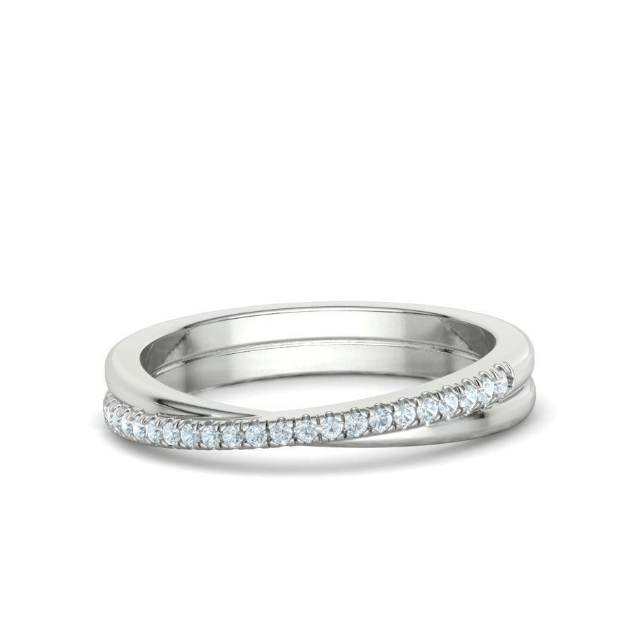 Criss-Cross Natural Diamond Wedding Band (1/8ctw)