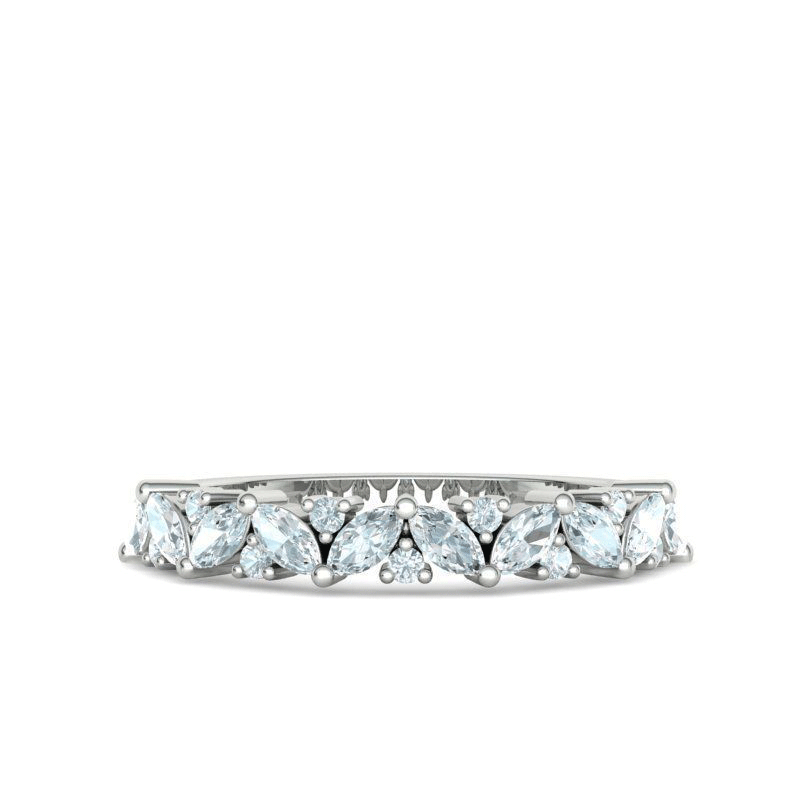 Marquise & Round Natural Diamond Wedding Band (5/8ctw)