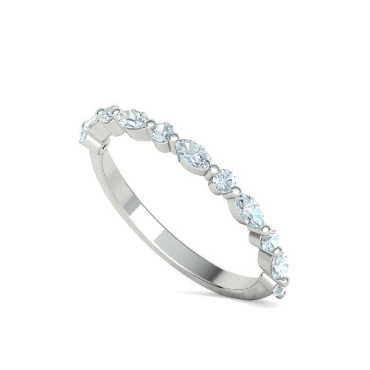 Marquise & Round Diamond Wedding Band (1/2ctw)
